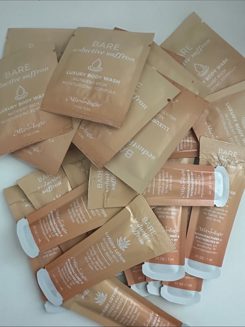 Mixology Bare Saffron Body Wash & Lotion Sachet Samples - Bare